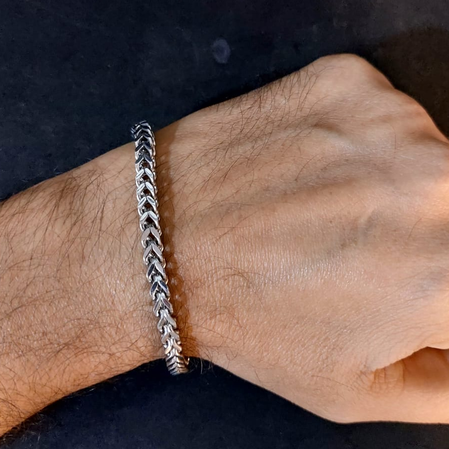 5mm franco chain bracelet silver flat lay