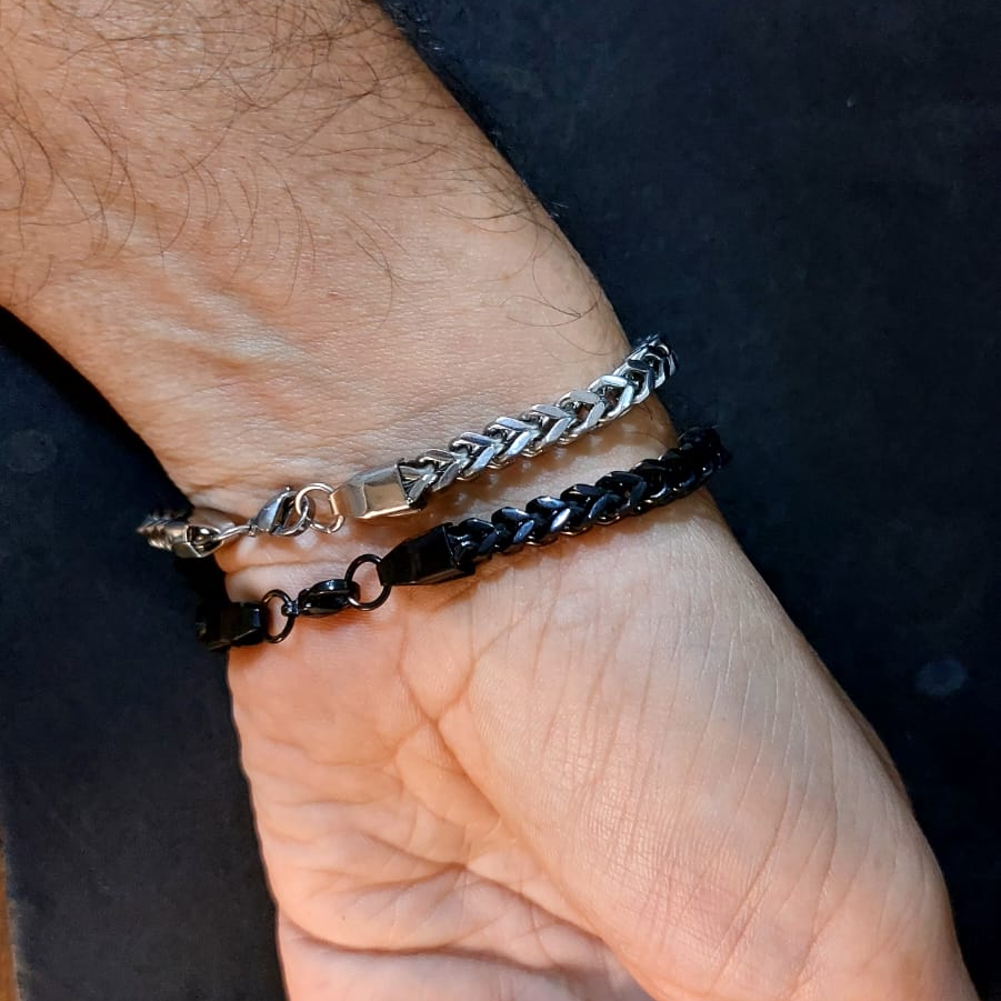 5mm franco chain bracelet silver on wrist