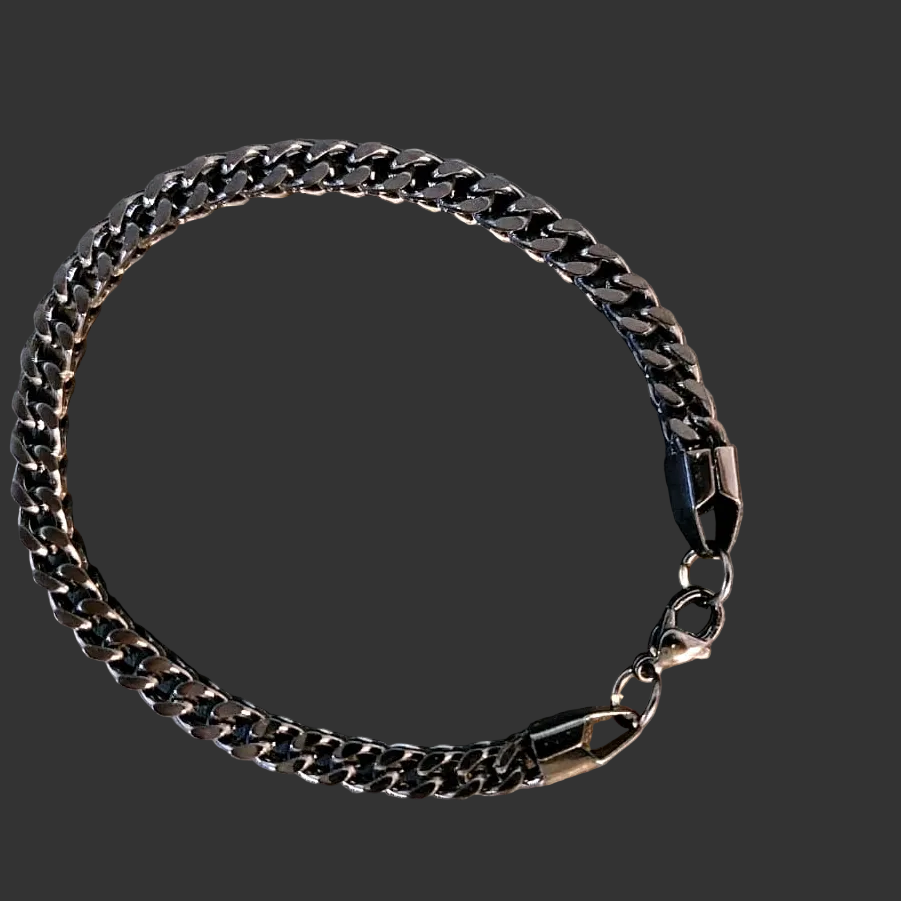 5mm franco chain bracelet black and silver pair