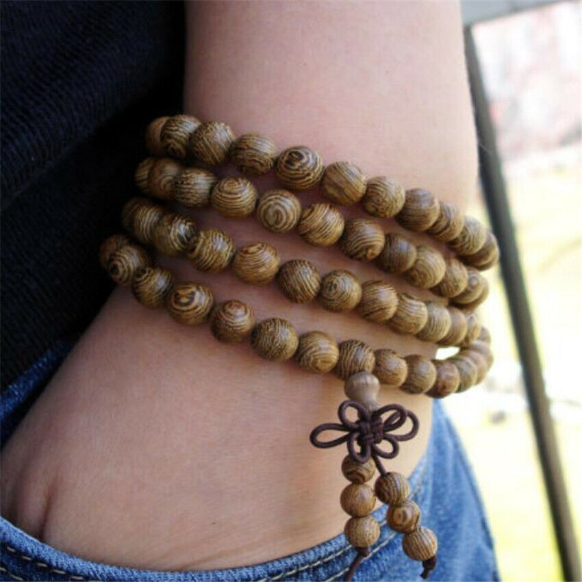 Bead bracelet Mala Wooden Beige Bracelet Beads