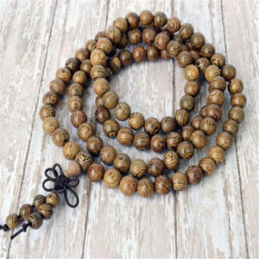 Sandalwood 108 8mm Wood Buddhist Prayer Bead Mala Japmala Necklace Bracelet  | eBay