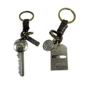 Streetsoul Fashion Keyrings (Set of 2) Key & Tag Antique Silver Keychain for Men Women.