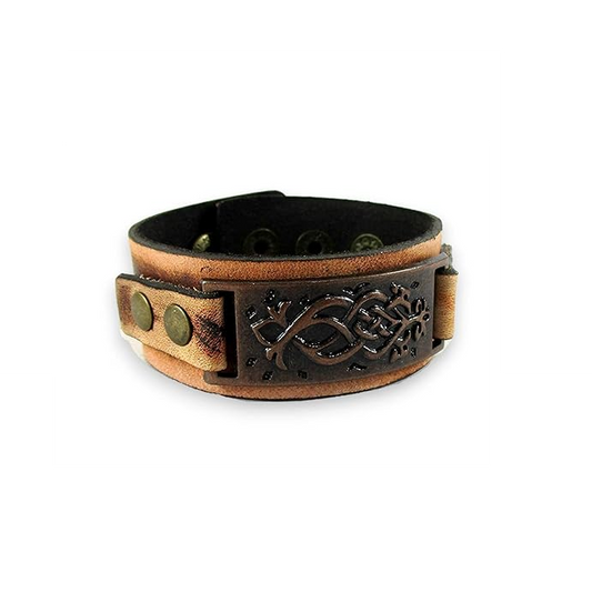 Streetsoul Tribal Metal Design Leather Bracelet Wrist Band Gift for Men.