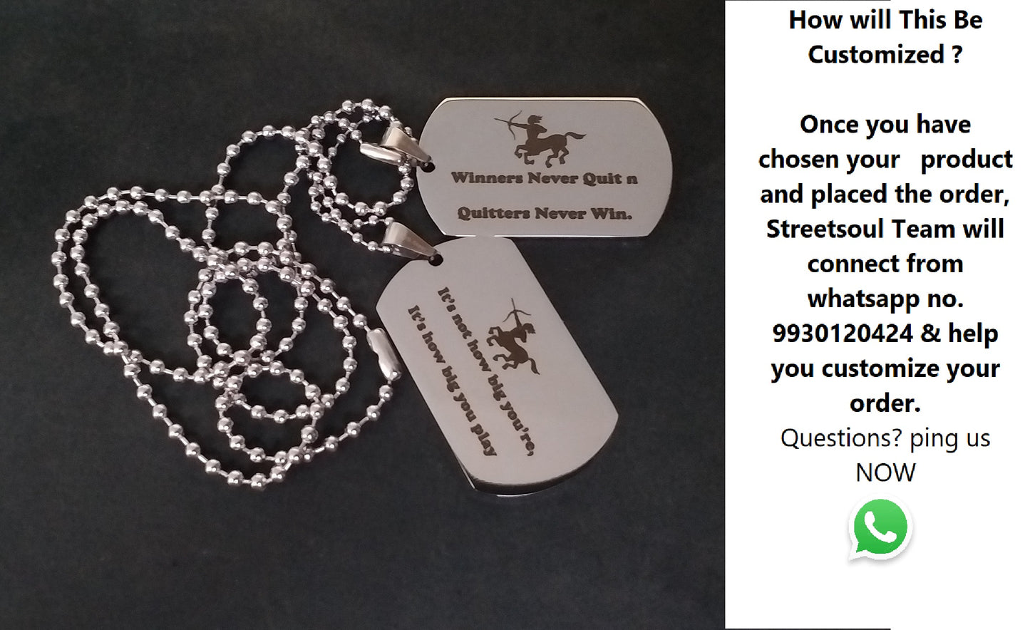 Stainless Steel Two Customized Army Tags in One Chain, Laser Engraved.