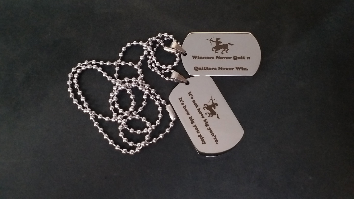 Stainless Steel Two Customized Army Tags in One Chain, Laser Engraved.