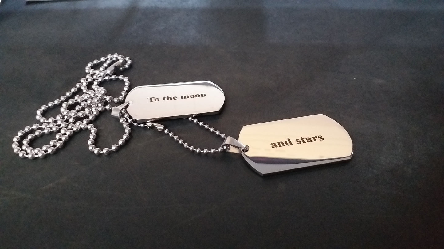 Stainless Steel Two Customized Army Tags in One Chain, Laser Engraved.