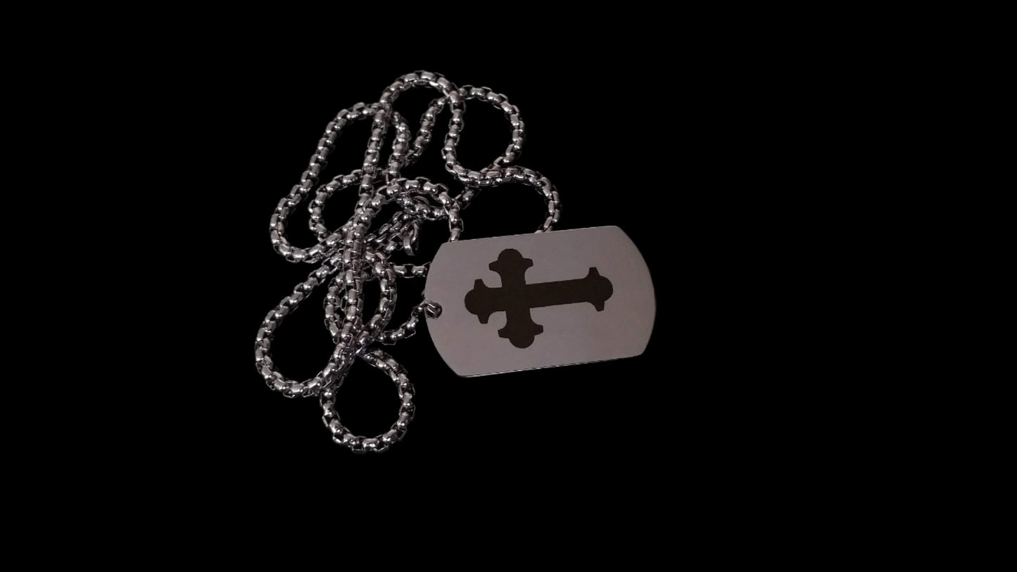 3 mm Thick Custom Engraved Steel Engraved Army Tag Dog Tag Chain for Men.