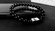 Bead bracelet Shiv Lingam on Stainless Steel Bead and 8 mm Black Bead Bracelet Stylish Wrist Band for Men.