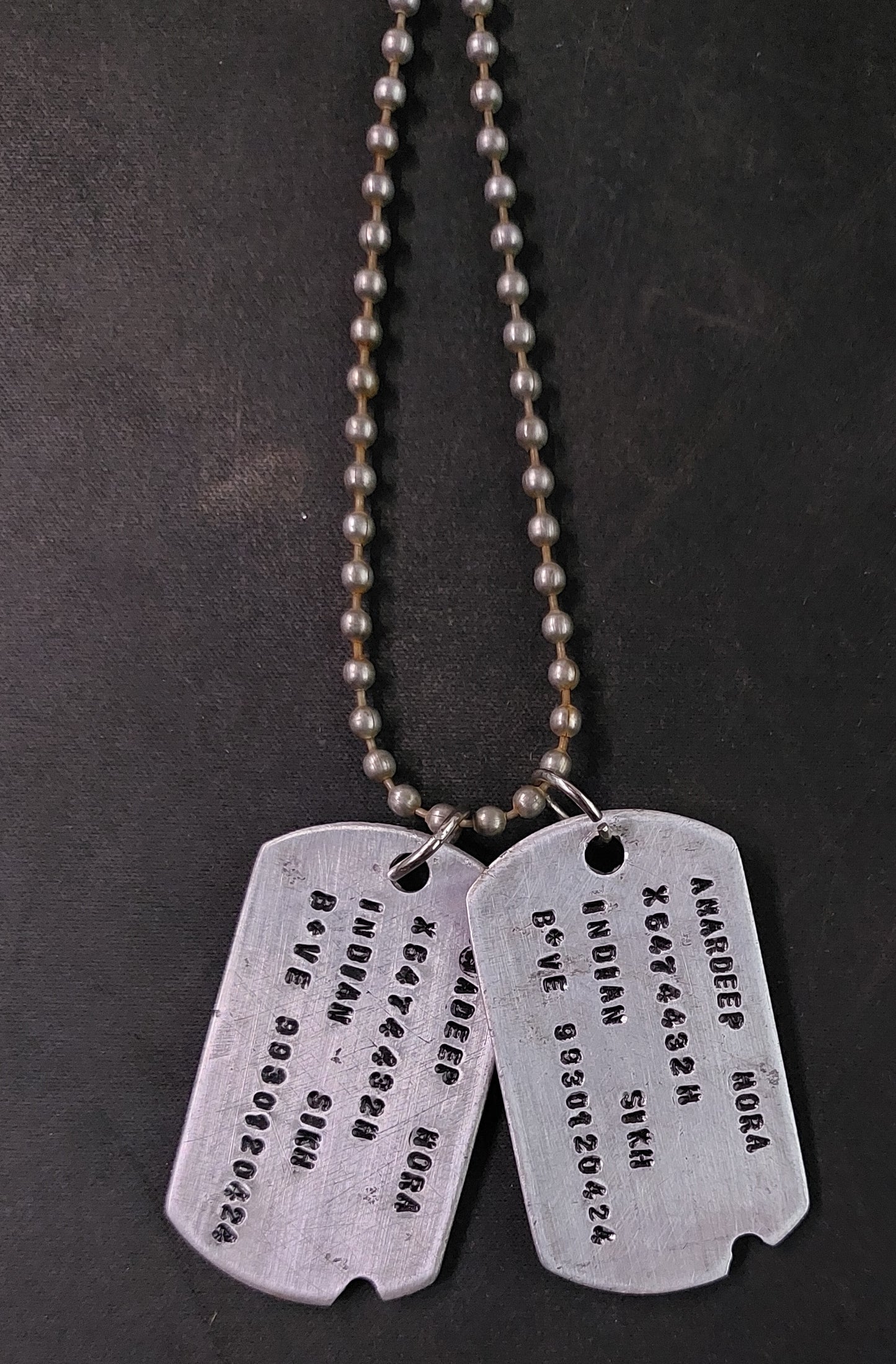 Rustic Double Army Tags Light Weight Aluminium 2mm Regular size Dog Tags Stamped