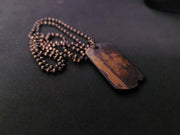 Streetsoul Preoxidized Rustic Regular Size  Pure Copper 2 mm Army Dog Tag Brass Ball Chain Necklace.