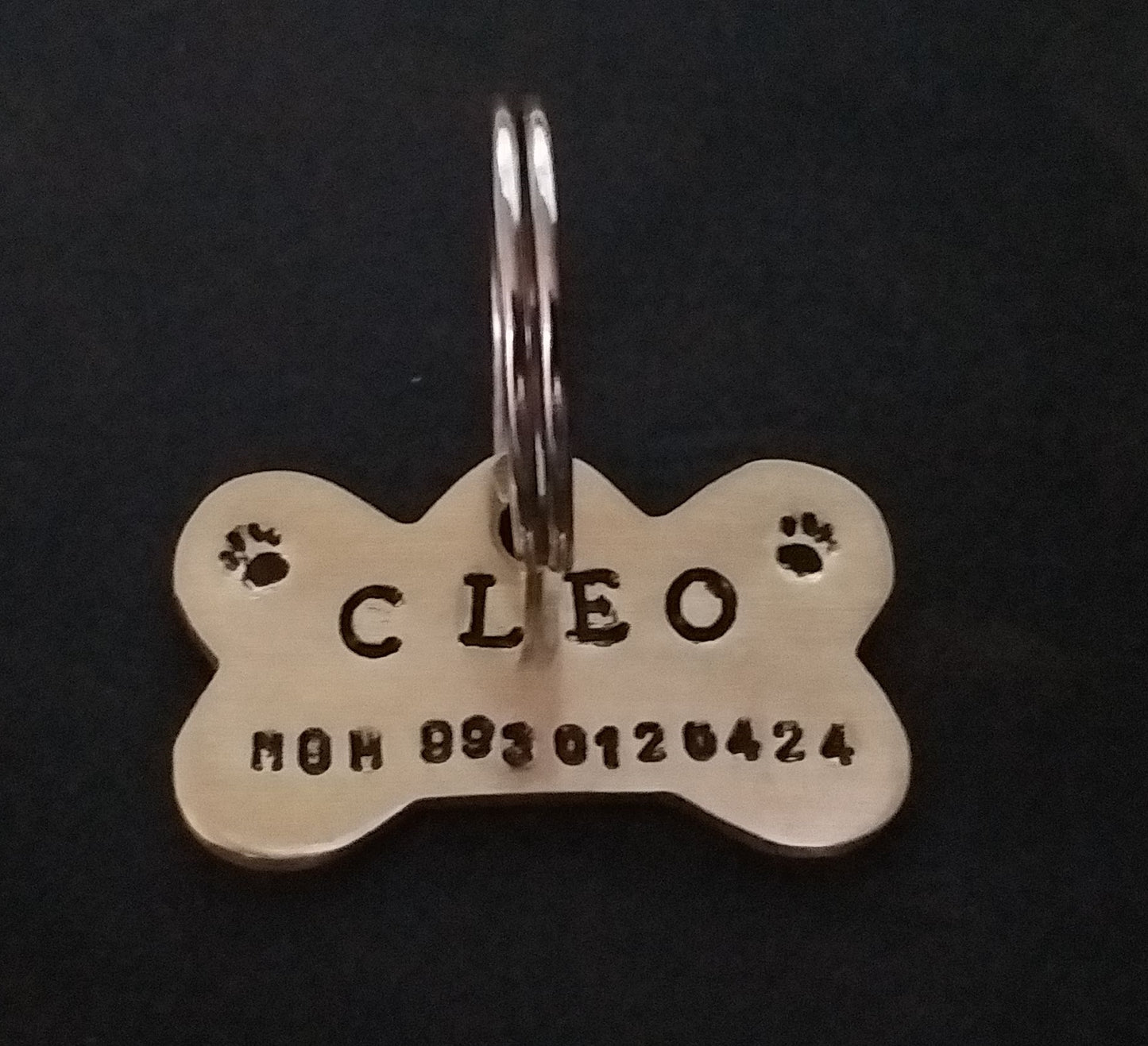 Name Tag Hand Stamped Bone Shaped Name Tag for Small Pet Dog, Cat ID Customized Dog Tag