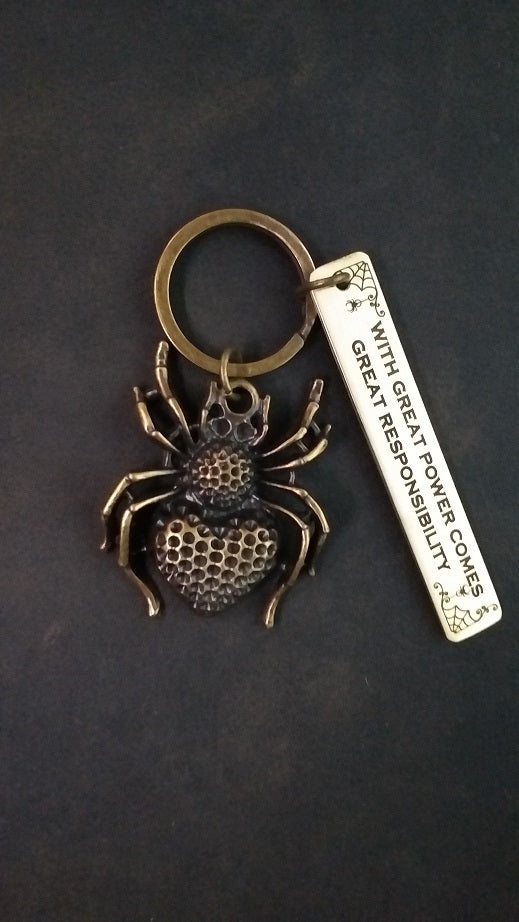 Pure brass tag Spider man Keyring