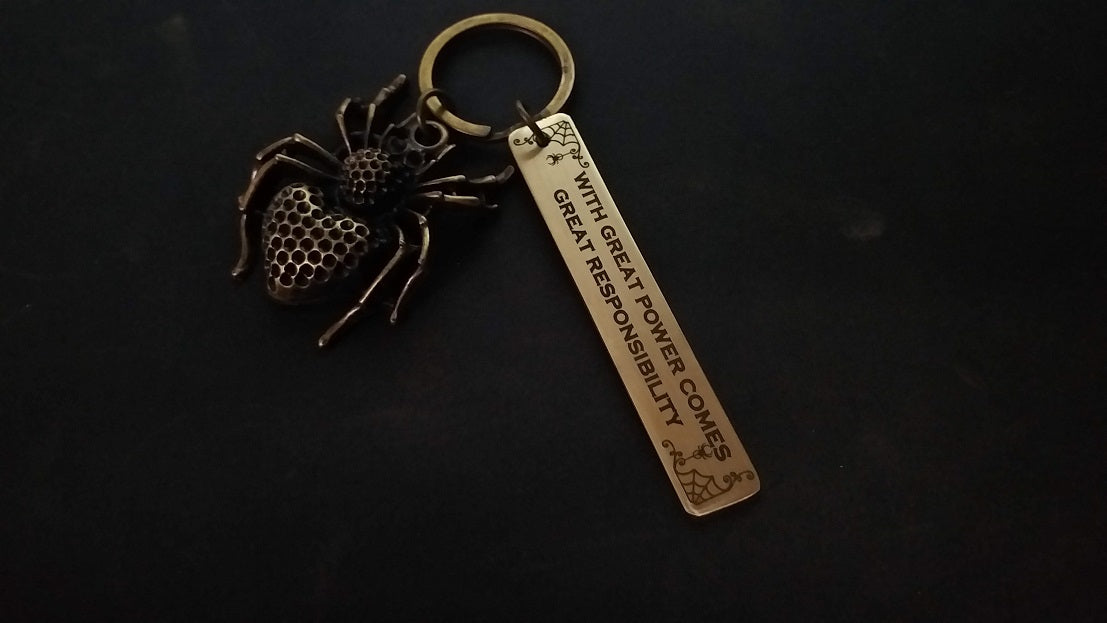 Pure brass tag Spider man Keyring