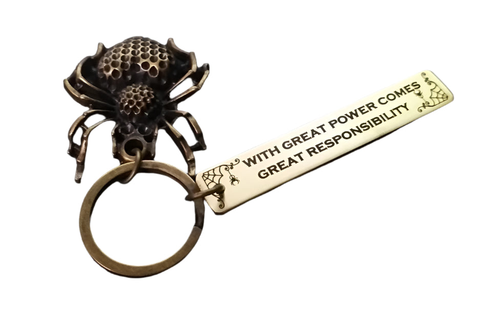 Pure brass tag Spider man Keyring