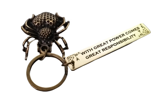 Pure brass tag Spider man Keyring