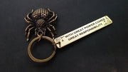 Streetsoul With great power comes great responsibility engraved on pure brass 3 inch tag Spider man inspired Keyring