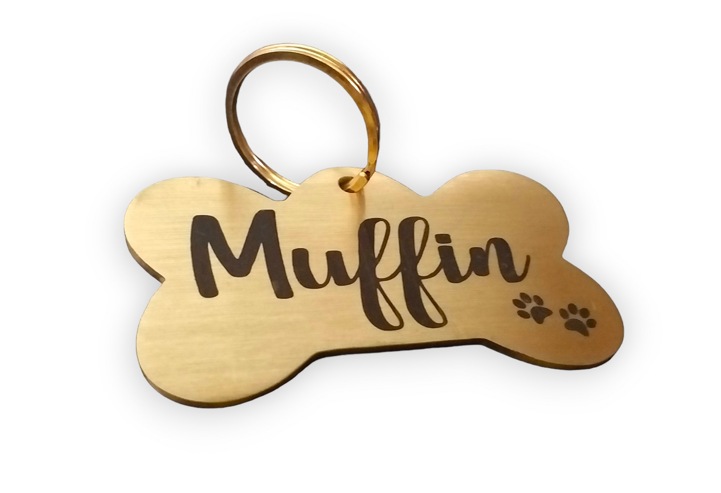 Custom Dog Name Tags Pet ID Personalized 2 inches Brass Gold Engraved Tag for Pet Dog, Customized Dog Tag