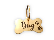 STREET SOUL Pet ID Personalized 2 inches Brass Gold Engraved Tag for Pet Dog, Customized Dog Tag