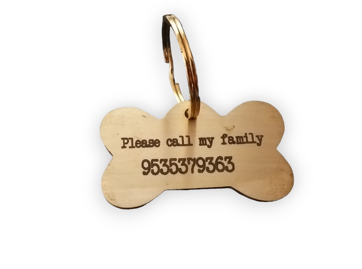 Custom Dog Name Tags Pet ID Personalized 2 inches Brass Gold Engraved Tag for Pet Dog, Customized Dog Tag