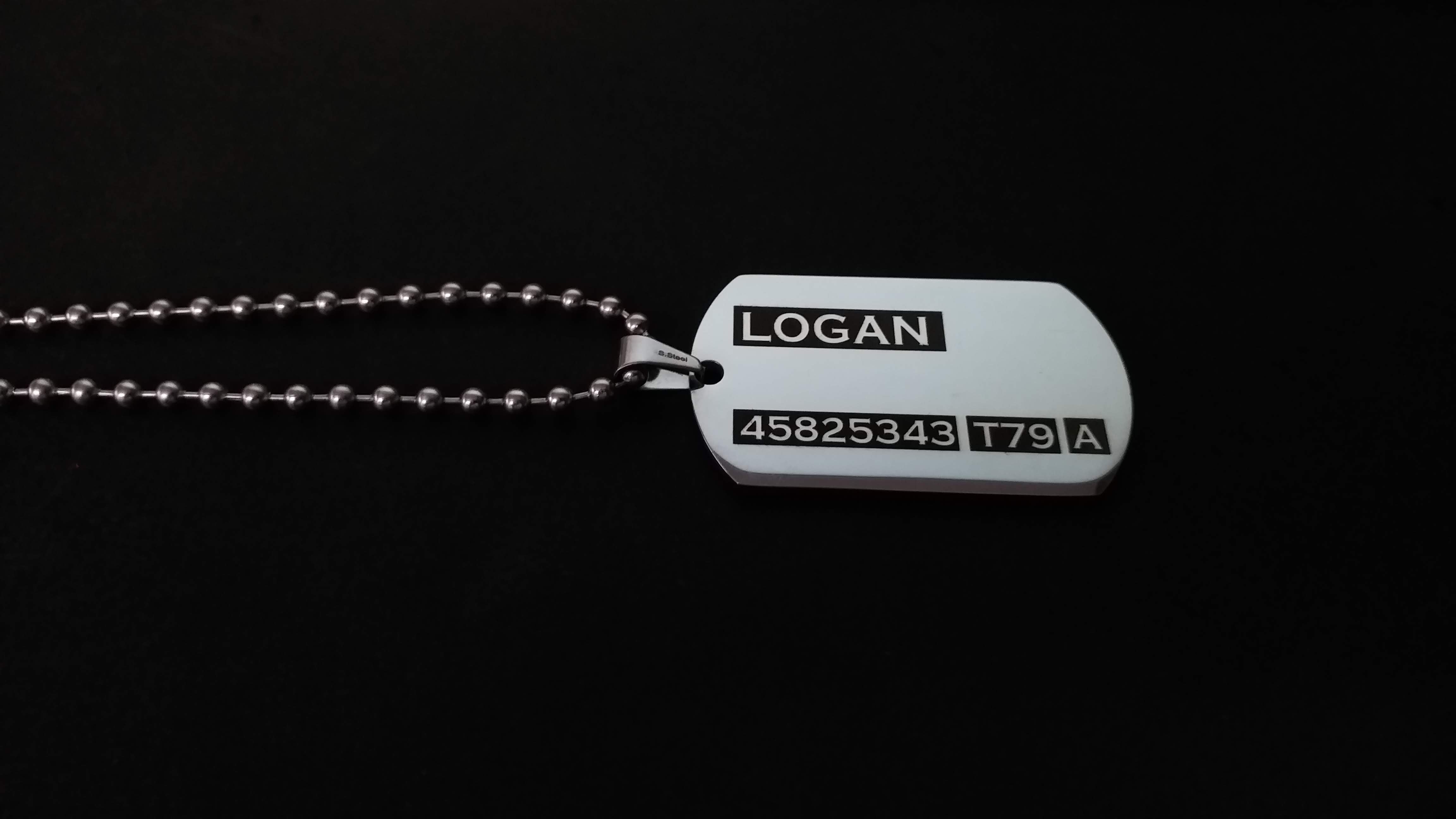 STREET SOUL Xmen Logan / Wolverine Stainless Steel Army Tag, Logan Nec