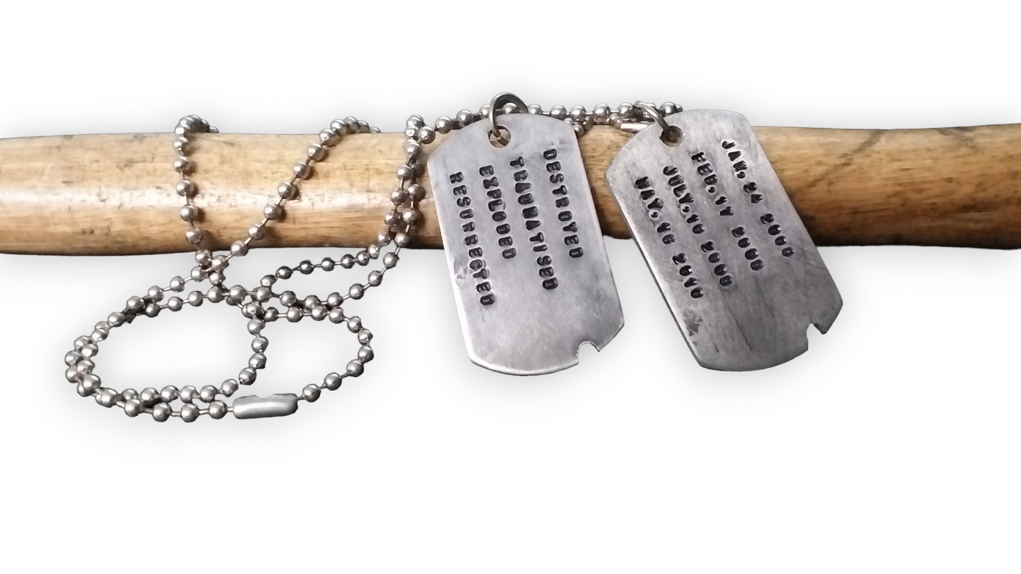 Rustic Double Army Tags Light Weight Aluminium 2mm Regular size Dog Tags Stamped