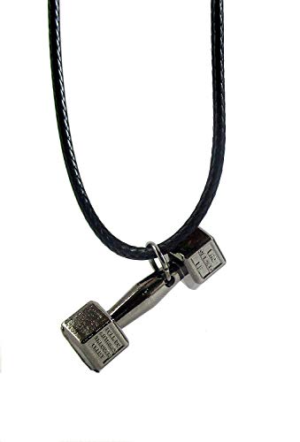 Streetsoul 1.25 Inch Dumbbell Pendant 22 Inches Black String Necklace Gift for Boys,Men. Antique Gold