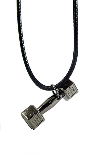 Streetsoul 1.25 Inch Dumbbell Pendant 22 Inches Black String Necklace Gift for Boys,Men.