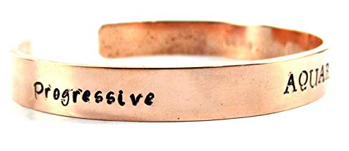 Streetsoul Pure Copper Aquarius Gemini Sun Signs Zodiac Handmade Stamped Cuff Bracelet For Men