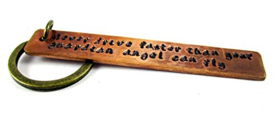 Copper personalized Hand Stamped Drive Safe Keyring