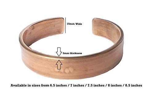 Streetsoul Cuff Kada Pure Solid Copper Bracelet 15mm Width 3mm Thickness Gift For Men