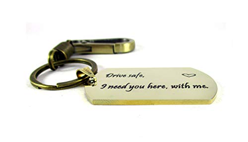 Streetsoul Drive Safe Message Engraved Keychain Stainless Steel Silver  Keyring on 2mm Tag Gift for Women & Men.