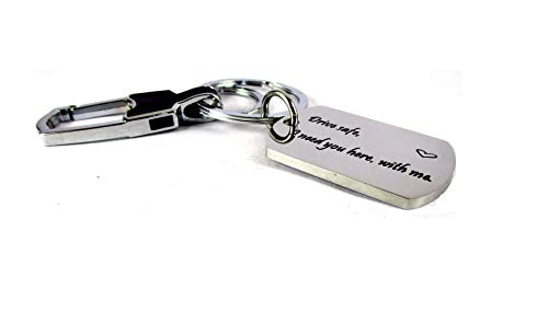 Streetsoul Drive Safe Message Engraved Keychain Stainless Steel Silver  Keyring on 2mm Tag Gift for Women & Men.