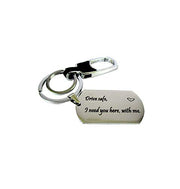 Streetsoul Drive Safe Message Engraved Keychain Stainless Steel Silver Keyring on 2mm Tag Gift for Women & Men.