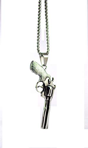 Streetsoul Revolver Gun Necklace Pendant Silver Link Chain 28 Inches Gloss Necklace for Men.