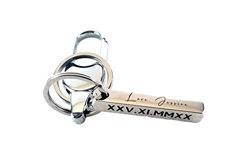 Streetsoul Upto 4 Sides Personalized Laser Engraved Keyring Stainless Steel Bar Keyring on 8 mm Bar Gift For Men