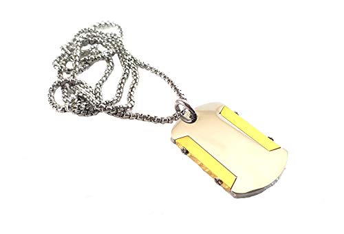 Engravable Men's Flat-Edge 14k Gold Dog Tag Necklace with Bead Chain - -  Sandy Steven Engravers