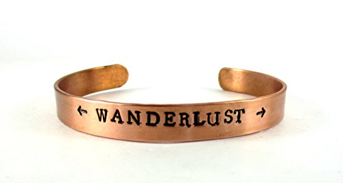 Streetsoul Pure Copper Kada Men Hand Stamped with Wanderlust Bracelet For Men