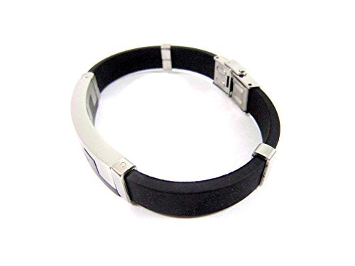 Streetsoul Jigsaw Silver Black Stainless Steel Silicone Bracelet for Men.