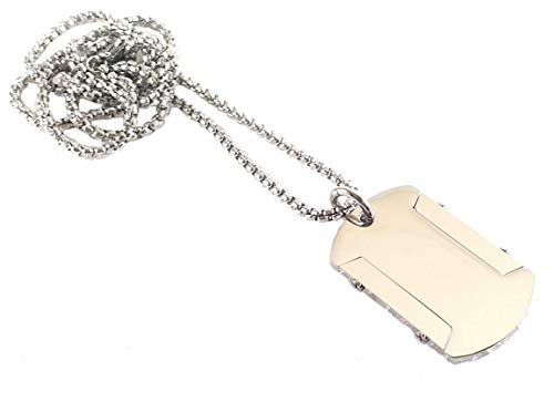 Dog Tag Silver Pendant Customized Stainless Steel 3 mm Army Tag for Men.