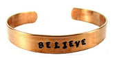 Streetsoul Copper Kada for Man Stamped Believe Pure Copper Oval Cuff Bracelet 9mm Width Gift for Men