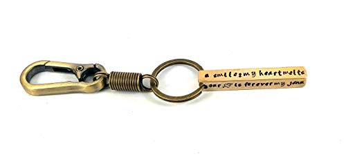 STREET SOUL Personalized Hand Stamped Keyring Pure Brass Bar Keyring on 8 mm Bar Gift for Women & Men