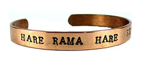 Streetsoul Men's Hand Crafted Copper Stamped Hare Krishna Mantra Oval Cuff Kada Bracelet (9mm Width)