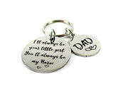 STREET SOUL Little Girl Dad Hero Quote Engraved Keychain Stainless Steel Silver Keyring on 2mm Tag Gift for Women & Men.