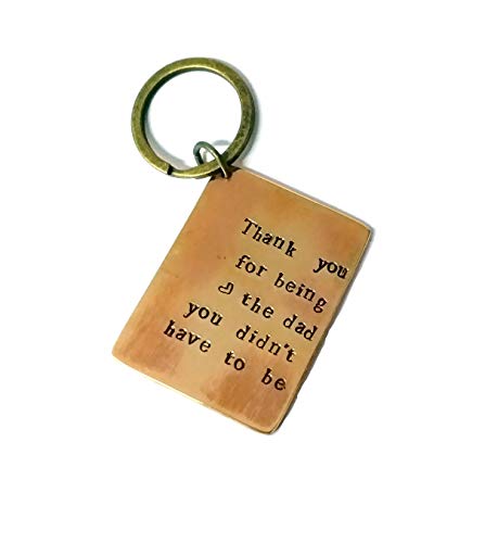 Streetsoul Thank You Dad Copper Hand Stamped Key Ring Keychain Gift for Dad Papa Fathers Day