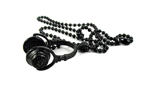 Streetsoul DJ Head Phones Heavy Pendant Necklace Cool Punk Stainless Steel Black Coated Necklace for Men Jewelry