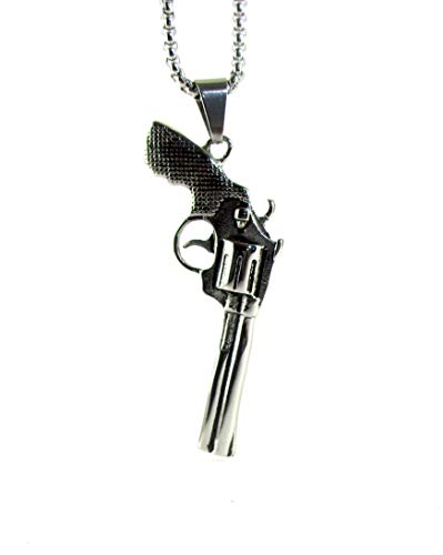 Streetsoul Revolver Gun Necklace Pendant Silver Link Chain 28 Inches Gloss Necklace for Men.