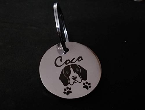 Personalised dog name tags Pet ID Personalized Stainless Steel 1.5 inch Diameter Engraved Tag for Pet Dog, Cat ID Customized Dog Tag