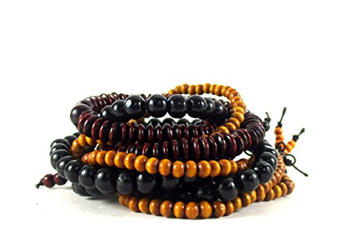 Bead bracelet Wristband Yellow Red & Wine 4mm & 6mm (Set of 3 pcs.) Bead Bracelets for Men Women.