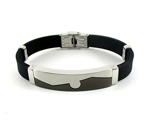 Streetsoul Abstract Silver Stainless Steel Silicone Bracelet for Men.