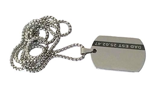 Raised Engraving Steel Custom Engraved Army Tag Dog Tag Chain